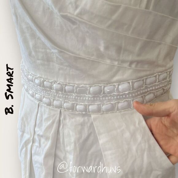 Be Smart White Beaded Dress with Pockets Size 14 - Picture 7 of 8